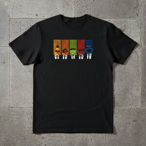 Retro Puppet Parody Graphic T-Shirt – Funny Color Block Cartoon Unisex Black Tee